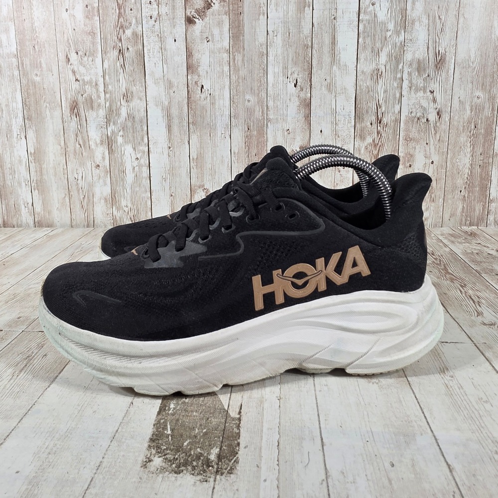 Hoka Clifton 10 Black Rose Gold Running Shoes Womens 9B 1162031-BRGL Sneaker - Picture 4 of 8